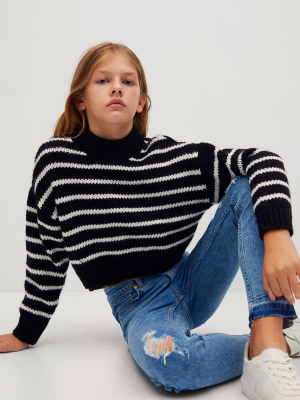 Knitted Braided Stripes Sweater