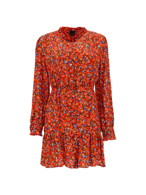 Pinko Floral Print Ruffle Detail Mini Dress