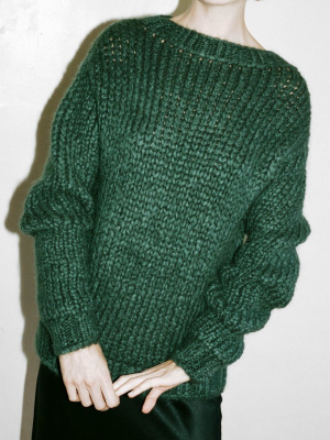 Priscavera Mock Neck Ribbed Sweater In Otter Green