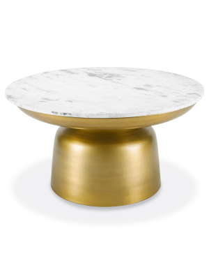 Fernando Modern Coffee Table White Marble/antique Brass - Poly & Bark