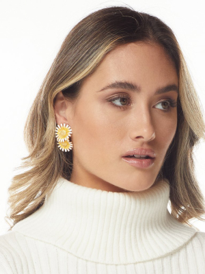 Yellow Daisy Cluster Clip Earring