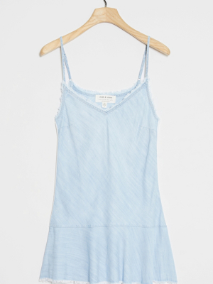 Cloth & Stone Flounced Chambray Mini Dress