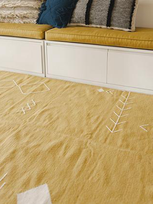 Kiliim Yellow Scattered Stitch Rug