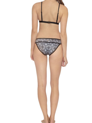 La Kasbah Scuba Moderate Bikini Bottom - Black & White Tile Print