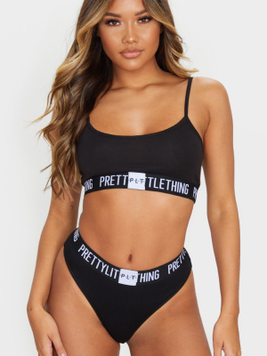 Prettylittlething Black Jersey Logo Tape...