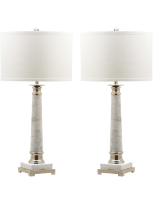 (set Of 2) 31" Colleen Table Lamp White (includes Cfl Light Bulb) - Safavieh