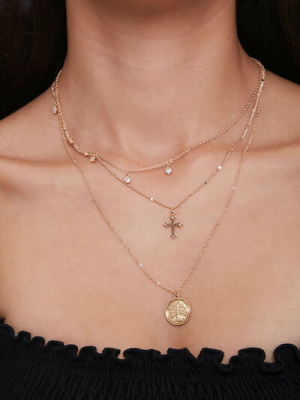 Cross Pendant Layered Necklace