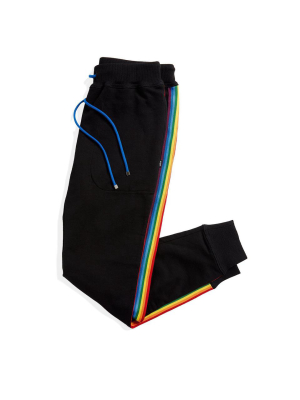 French Terry Jogger - Black With Rainbow