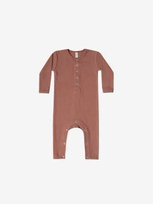 Organic Ribbed Jumpsuit - Clay