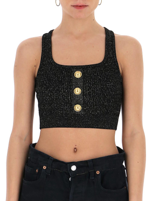 Balmain Buttoned Knitted Crop Top