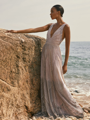 Sun Raze Embroidered Silk Tulle Gown