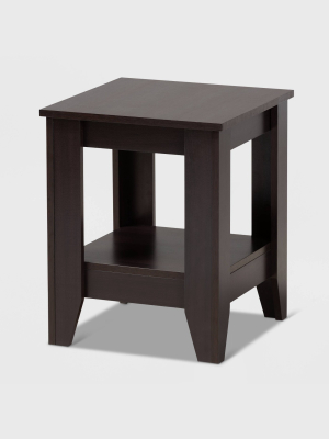 Audra Wood End Table Dark Brown - Baxton Studio