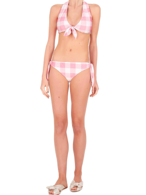 Vichy Halterneck Bikini With Knot