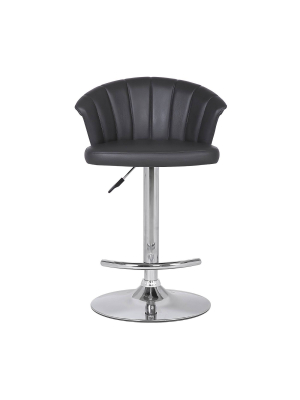 Kenzie Adjustable Modern Faux Leather Barstool Gray - Armen Living