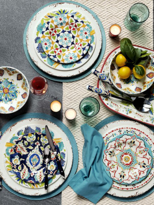 Iznik Tile Outdoor Melamine Salad Plates, Set Of 4, Mixed