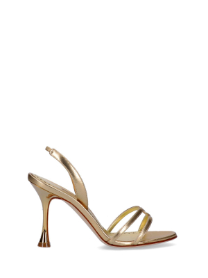 Manolo Blahnik Racita Metallic Strapped Sandals