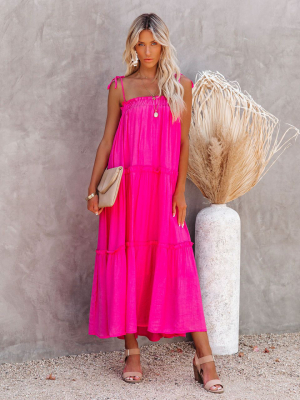 Catch The Sun Tiered Midi Dress - Hot Pink - Final Sale