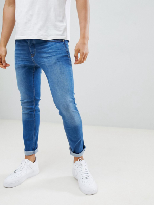 River Island Skinny Jeans In Mid Wash Blue