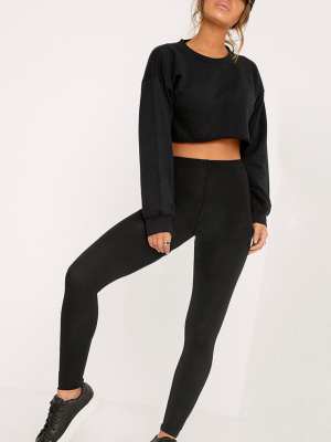 Petite Clarinda Black Basic Leggings