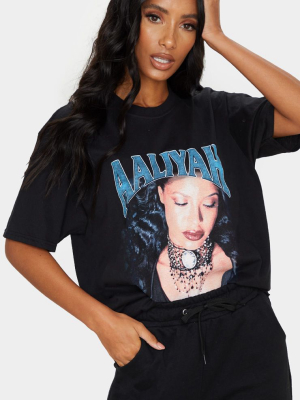 Black Aaliyah Printed T Shirt