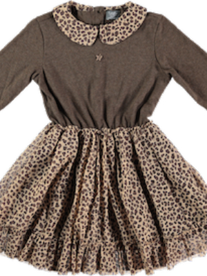 Tocoto Vintage Combined Animal Print Dress - Brown