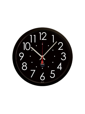 16.5" X 2" Extra Large High Contrast Dial Face Quartz Movement Decorative Wall Clock Black Frame - By Chicago Lighthouse