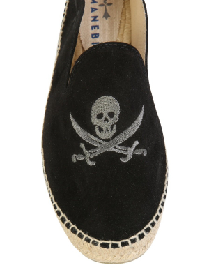 Manebí Carbon Skull Embroidered Espadrilles