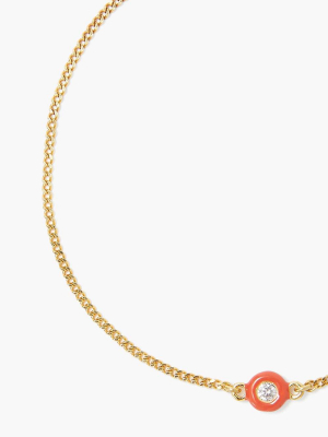 Poppy Red Enamel With Champagne Diamond Bracelet