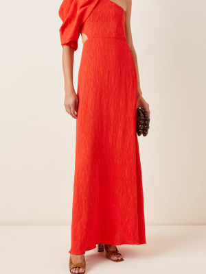 Lava Shimmering Blush Removable Sleeve Crepe Dress