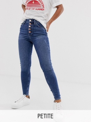 River Island Petite Skinny Jeans In Dark Wash