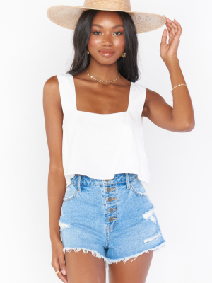 Tara Crop Top ~ White Linen