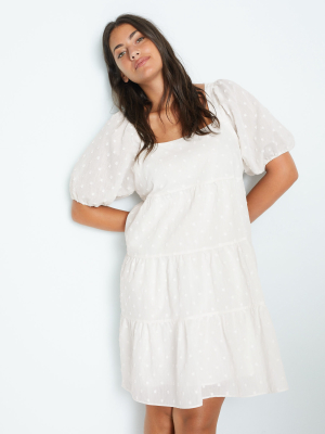 Puffed Sleeves Plumeti Dress