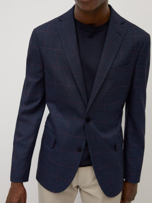 Slim Fit Checked Suit Blazer