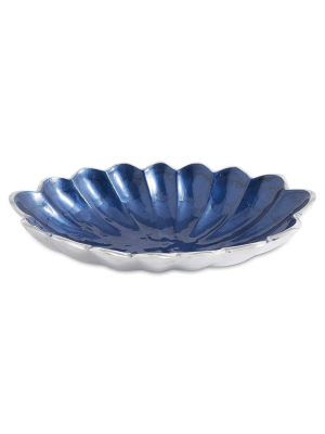 Julia Knight Peony 8" Oval Bowl In Sapphire