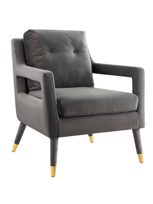 Premise Accent Lounge Performance Velvet Armchair Gray - Modway