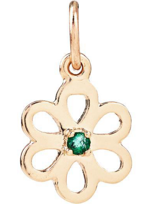 Birth Jewel Flower Charm With Emerald