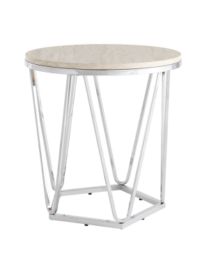 Laconia Faux Stone Round End Table - Aiden Lane