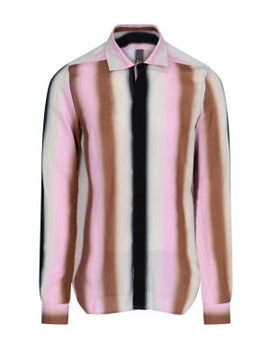 Rick Owens Spread-collar Striped Shirt