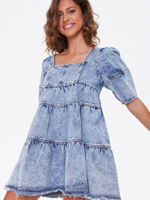 Tiered Denim Mini Dress