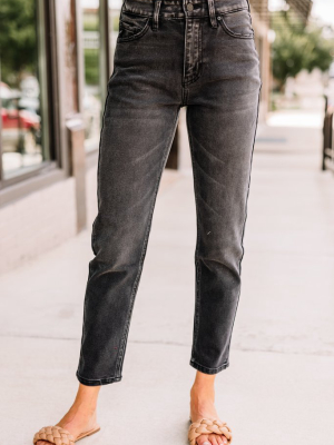 Kancan: Remember It Well Washed Black High Rise Cropped Jeans