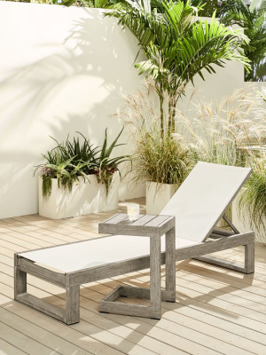 Portside Outdoor Textilene Chaise Lounger & C-shaped Side Table Set