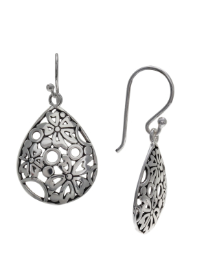 Women's Oxidized Filigree Teardrop Earrings In Sterling Silver - Gray