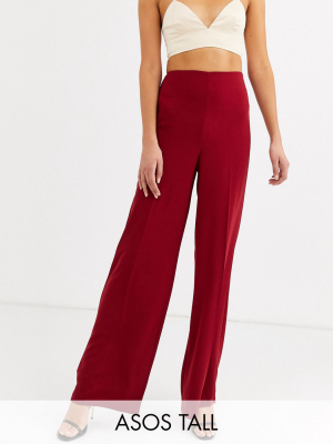 Asos Design Tall Wide Leg Pants With Clean High Waist