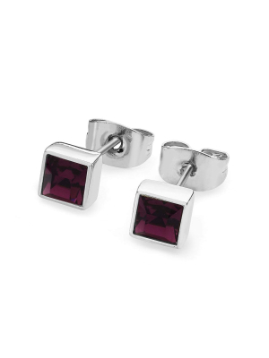 Square Amethyst Earrings February