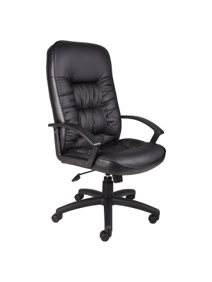 High Back Leatherplus Chair With Knee Tilt Black - Boss Office Products