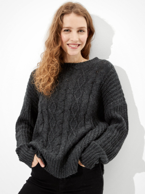 Ae Cable Knit Crew Neck Sweater