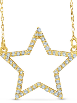 Pompeii3 14k Yellow Gold 1/4ct Diamond Star Pendant Necklace