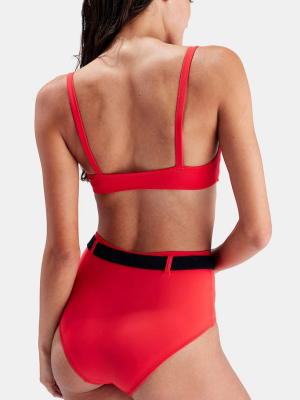 The Quinn Belted Bikini Bottom - Red