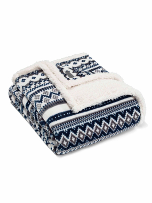 60"x70" Shelton Fair Isle Throw Blanket Blue - Eddie Bauer