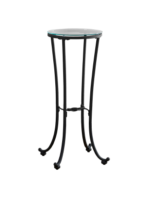 Accent Table Hammered Metal With Tempered Glass Black - Everyroom